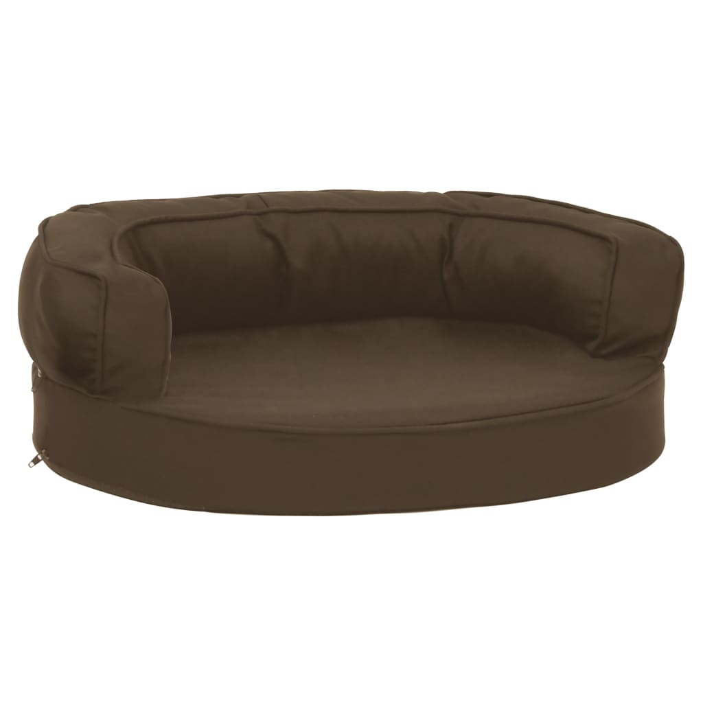 Ergonomický pelíšek pro psy 60 x 42 cm lněný vzhled hnědý