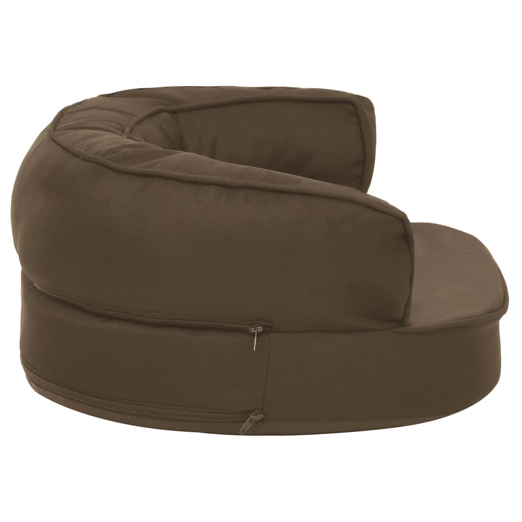 Ergonomický pelíšek pro psy 60 x 42 cm lněný vzhled hnědý