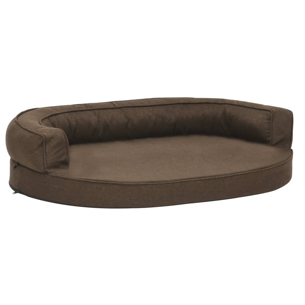 Ergonomický pelíšek pro psy 75 x 53 cm lněný vzhled hnědý