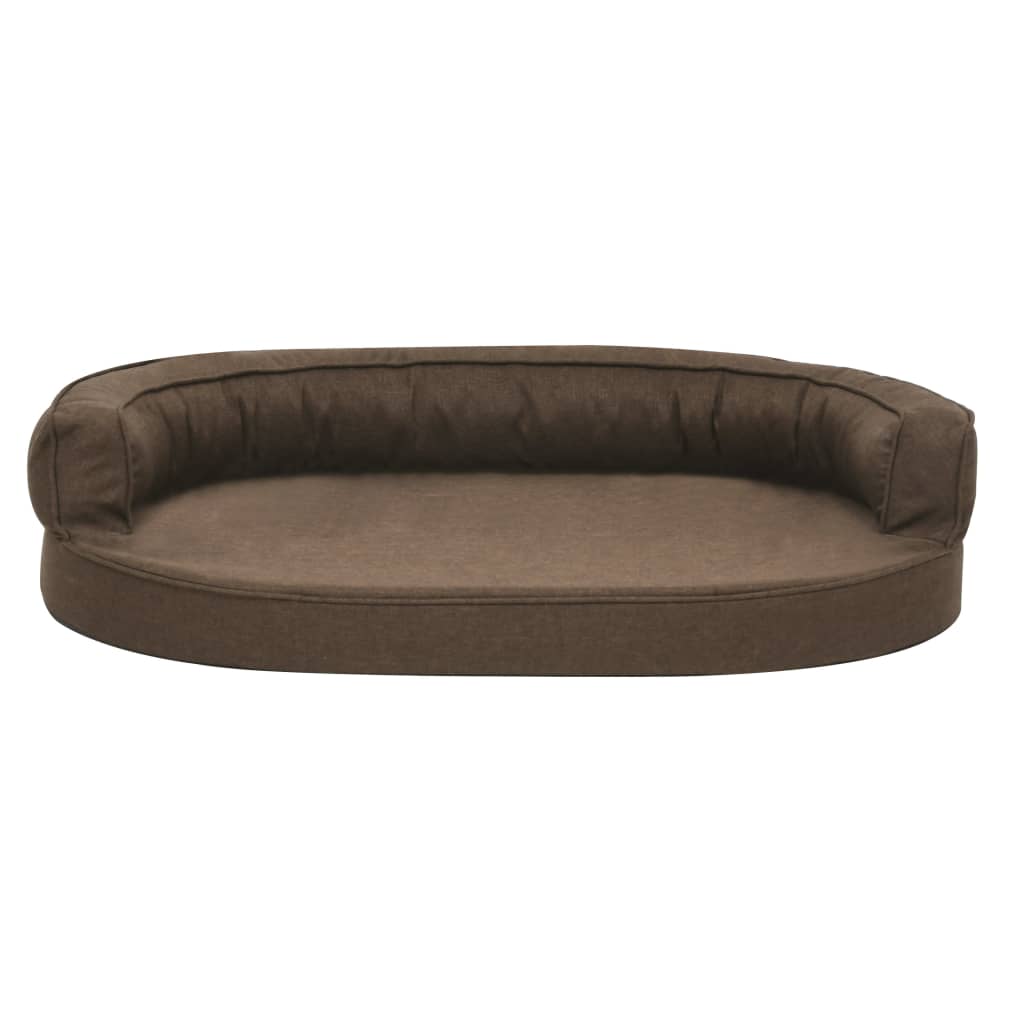 Ergonomický pelíšek pro psy 75 x 53 cm lněný vzhled hnědý