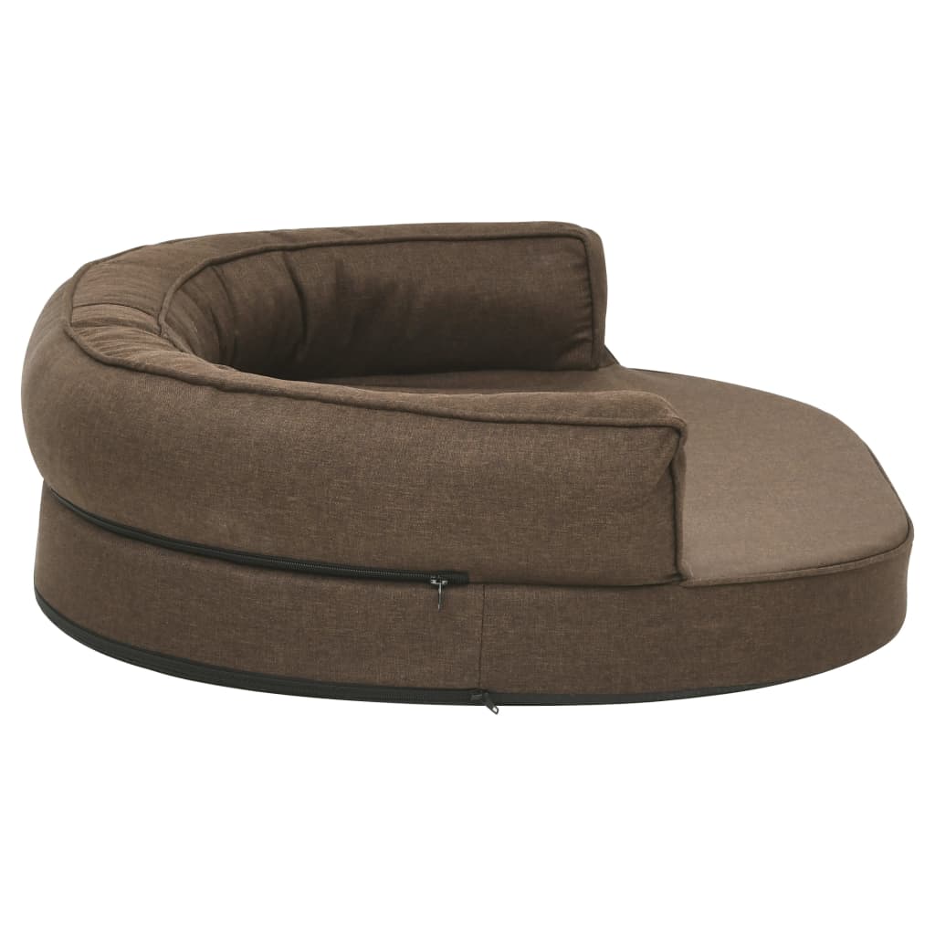 Ergonomický pelíšek pro psy 75 x 53 cm lněný vzhled hnědý