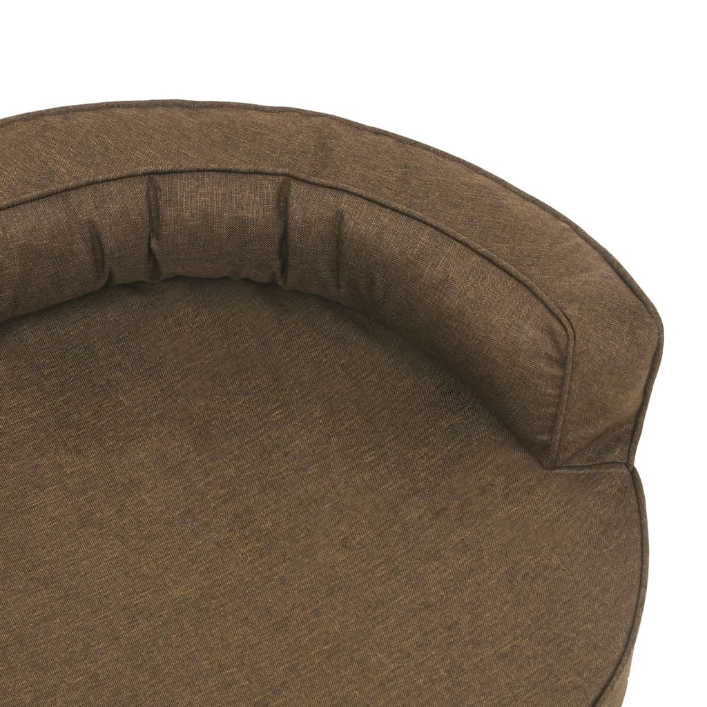 Ergonomický pelíšek pro psy 75 x 53 cm lněný vzhled hnědý