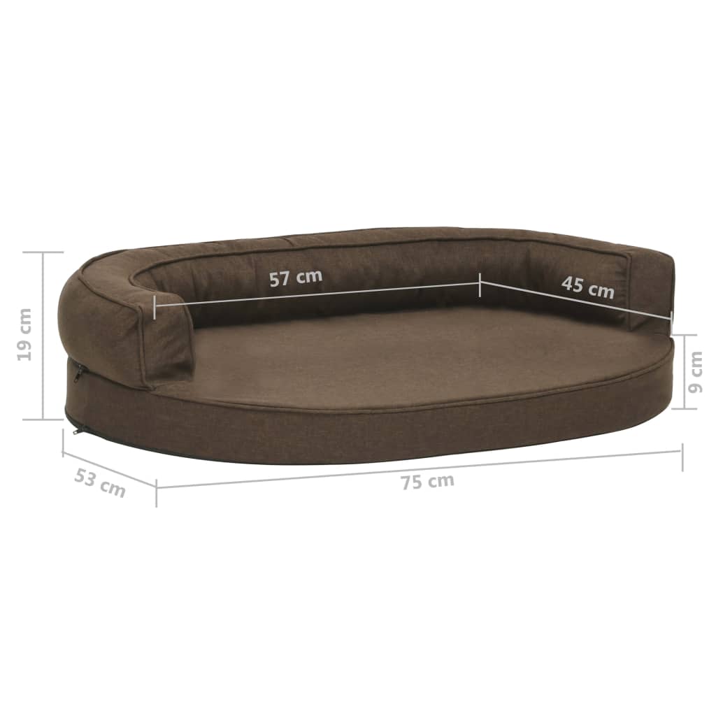 Ergonomický pelíšek pro psy 75 x 53 cm lněný vzhled hnědý