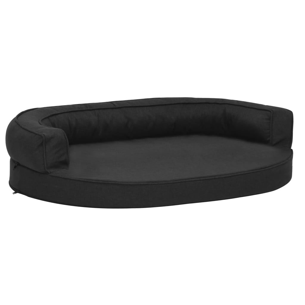 Ergonomický pelíšek pro psy 75 x 53 cm lněný vzhled černý