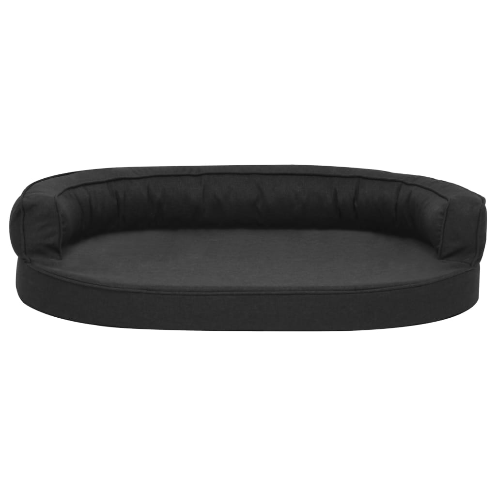 Ergonomický pelíšek pro psy 75 x 53 cm lněný vzhled černý