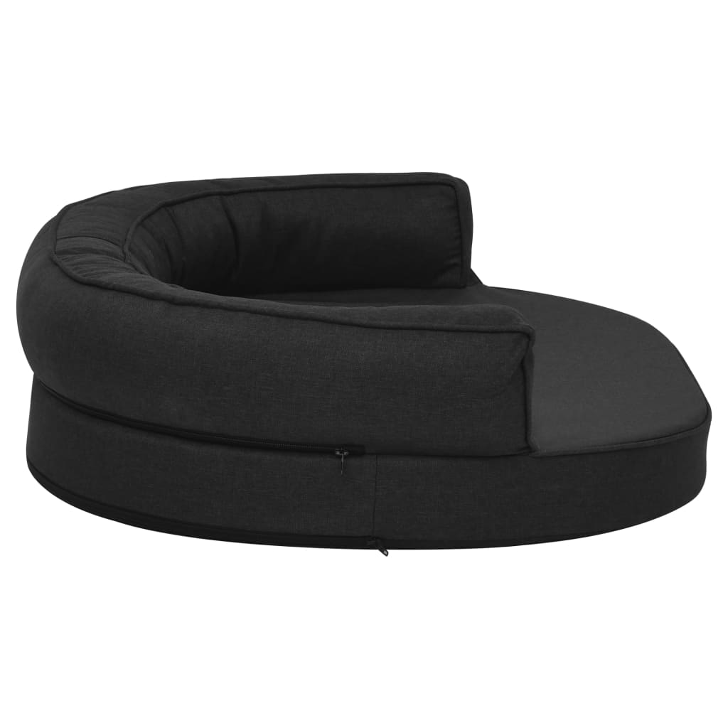 Ergonomický pelíšek pro psy 75 x 53 cm lněný vzhled černý