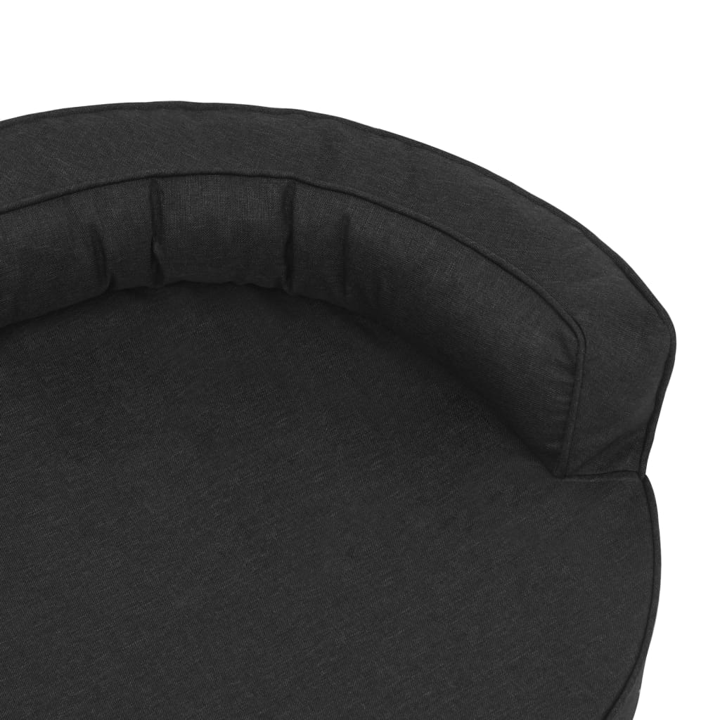 Ergonomický pelíšek pro psy 75 x 53 cm lněný vzhled černý