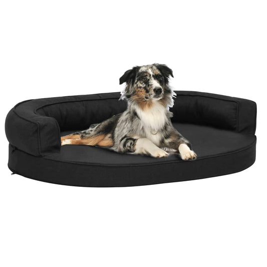 Ergonomický pelíšek pro psy 75 x 53 cm lněný vzhled černý
