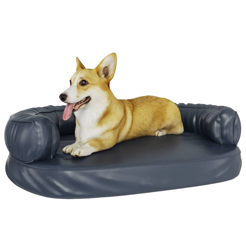 Ergonomický molitanový pelíšek pro psy modrý 88x65cm umělá kůže
