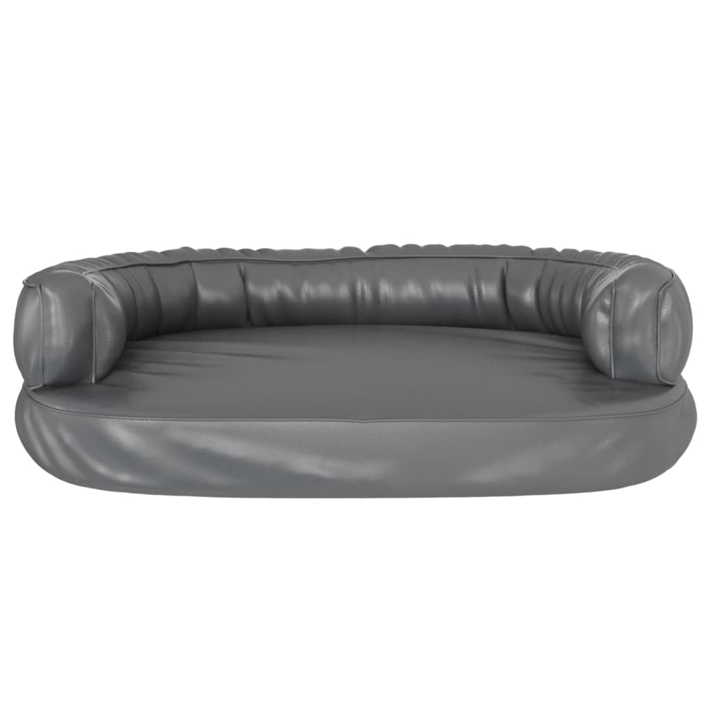 Ergonomický molitanový pelíšek pro psy šedý 75x53 cm umělá kůže
