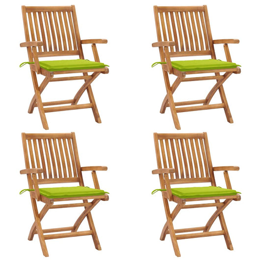 Skládací zahradní židle s poduškami 4 ks masivní teak