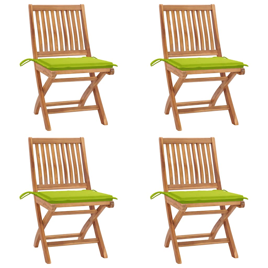 Skládací zahradní židle s poduškami 4 ks masivní teak