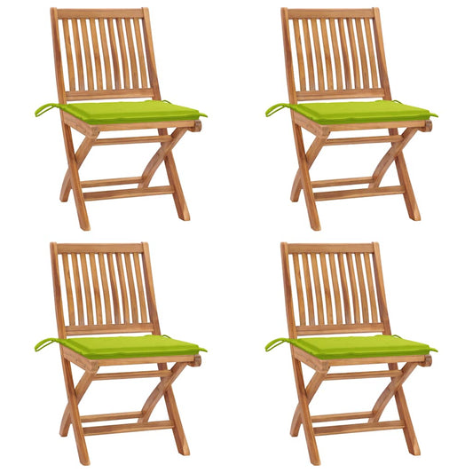 Skládací zahradní židle s poduškami 4 ks masivní teak