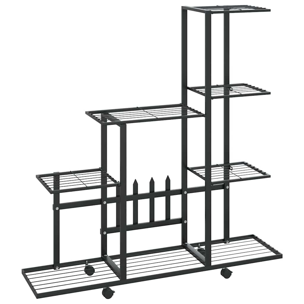 Stojan na květiny na kolečkách 94,5 x 25 x 92,5 cm černý kov