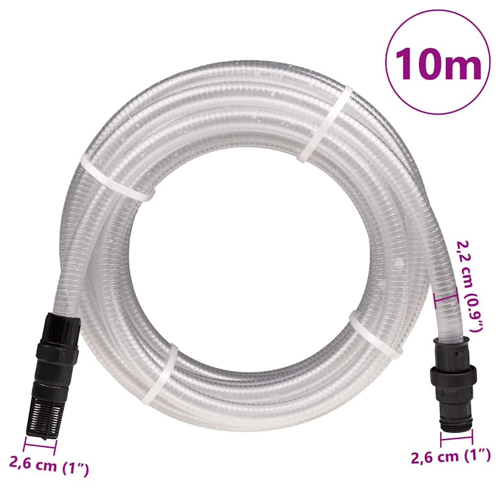 Sací hadice s PVC konektory průhledná 1" 10 m PVC