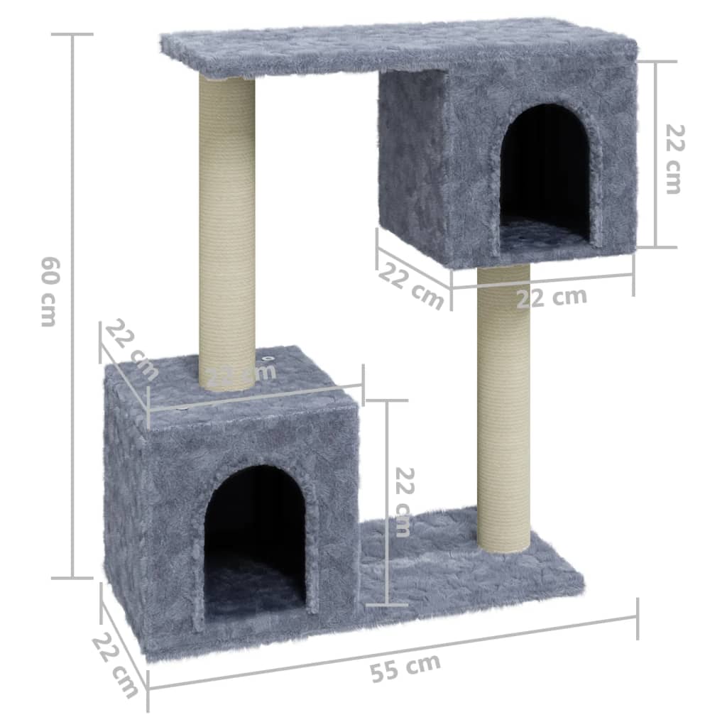 Škrabadlo pro kočky se sisalovými sloupky světle šedé 60 cm