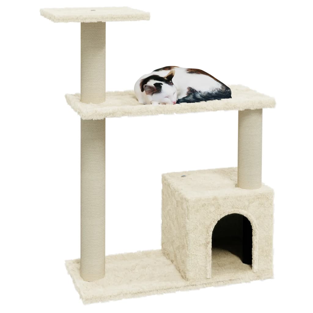 Škrabadlo pro kočky se sisalovými sloupky krémové 70 cm