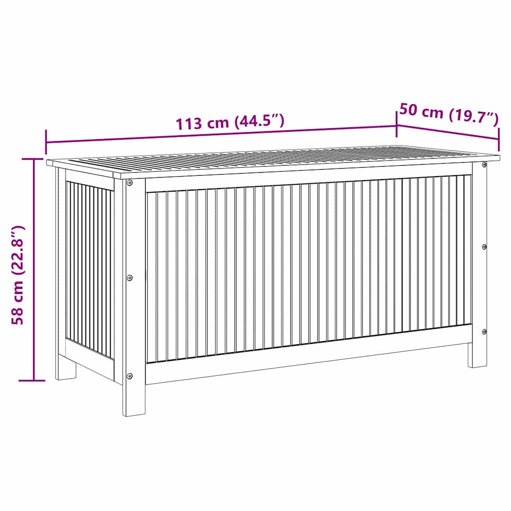 Zahradní úložný box 113 x 50 x 58 cm masivní akáciové dřevo