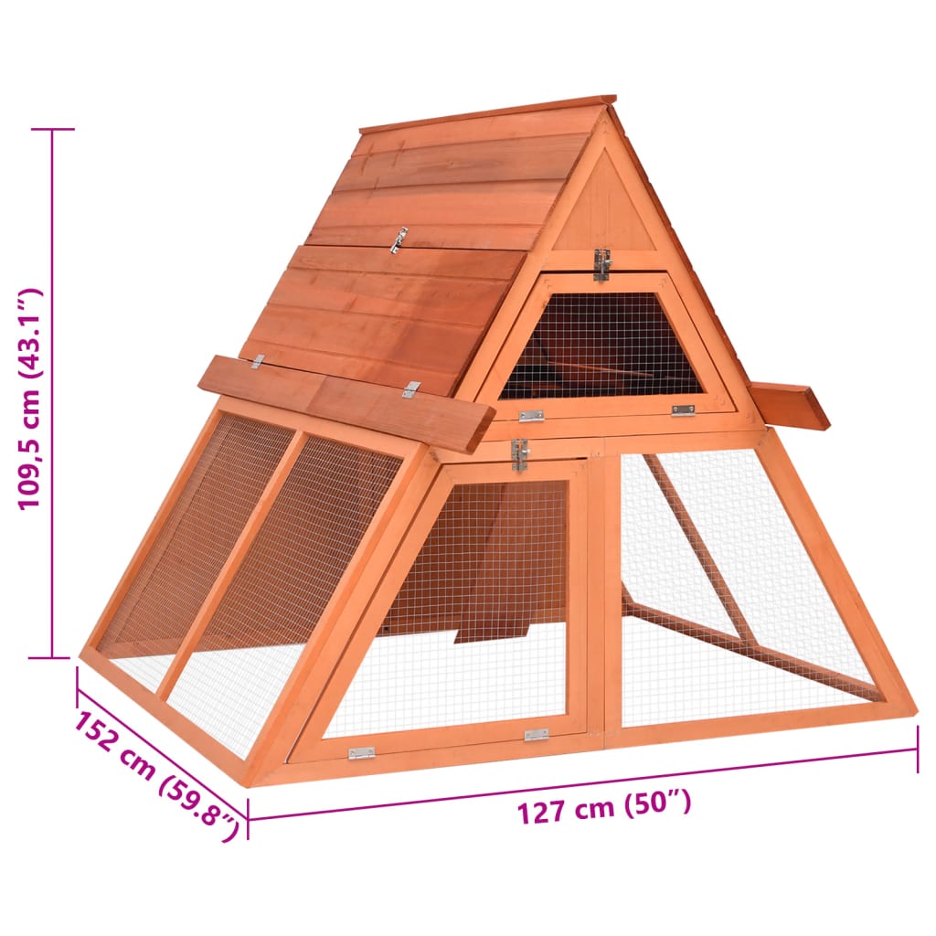 Králíkárna 152 x 127 x 109,5 cm masivní jedlové dřevo