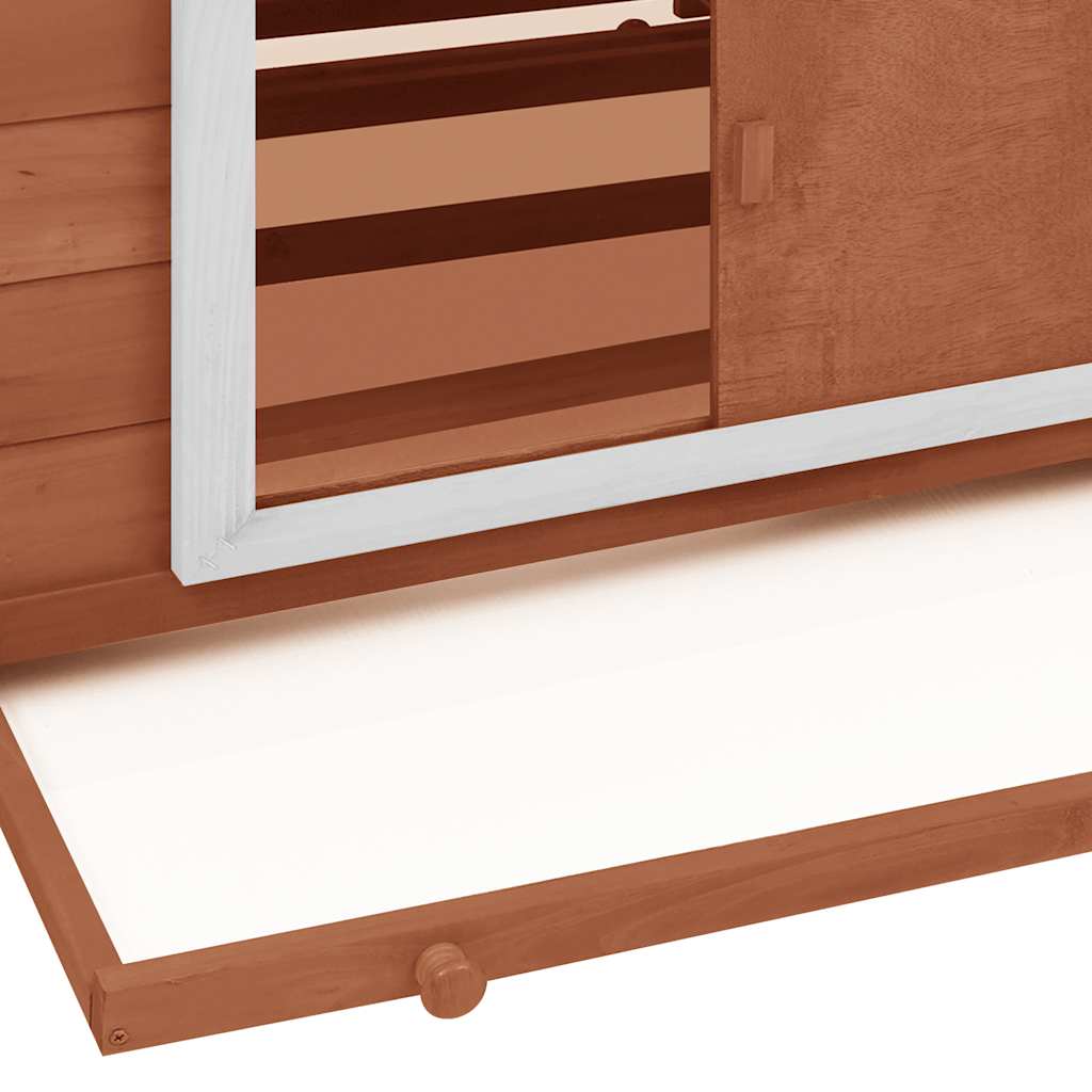 Kurník moka a bílý 150 x 96 x 110 cm masivní jedlové dřevo