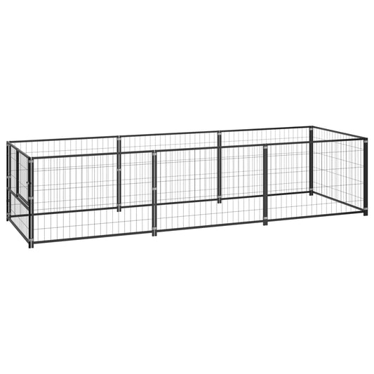 Psí kotec černý 3 m² ocel