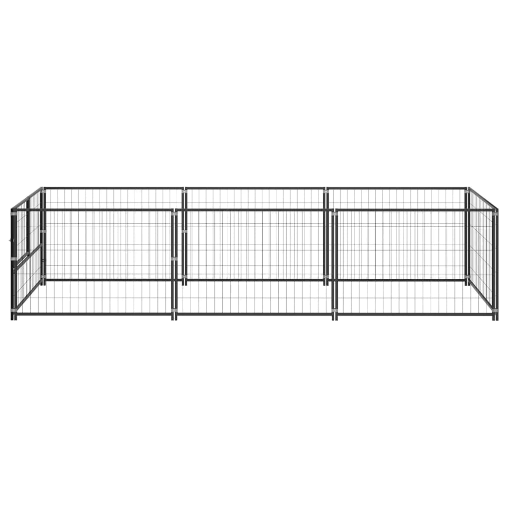 Psí kotec černý 3 m² ocel