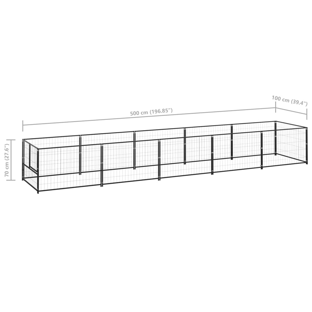 Psí kotec černý 5 m² ocel