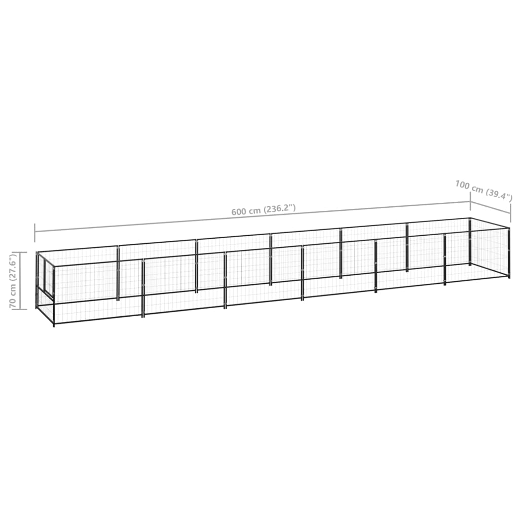 Psí kotec černý 6 m² ocel