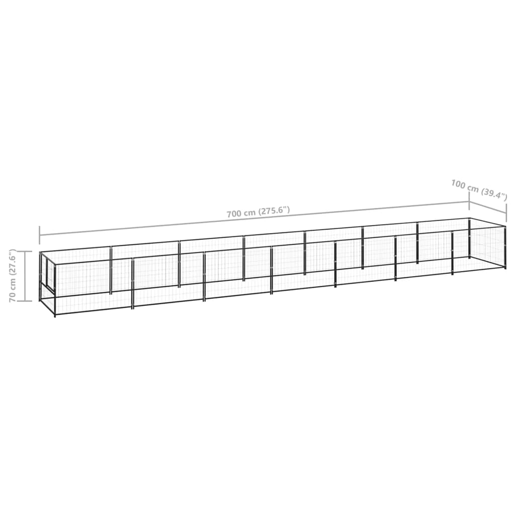 Psí kotec černý 7 m² ocel