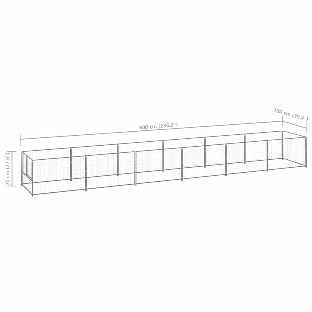 Psí kotec stříbrný 6 m² ocel