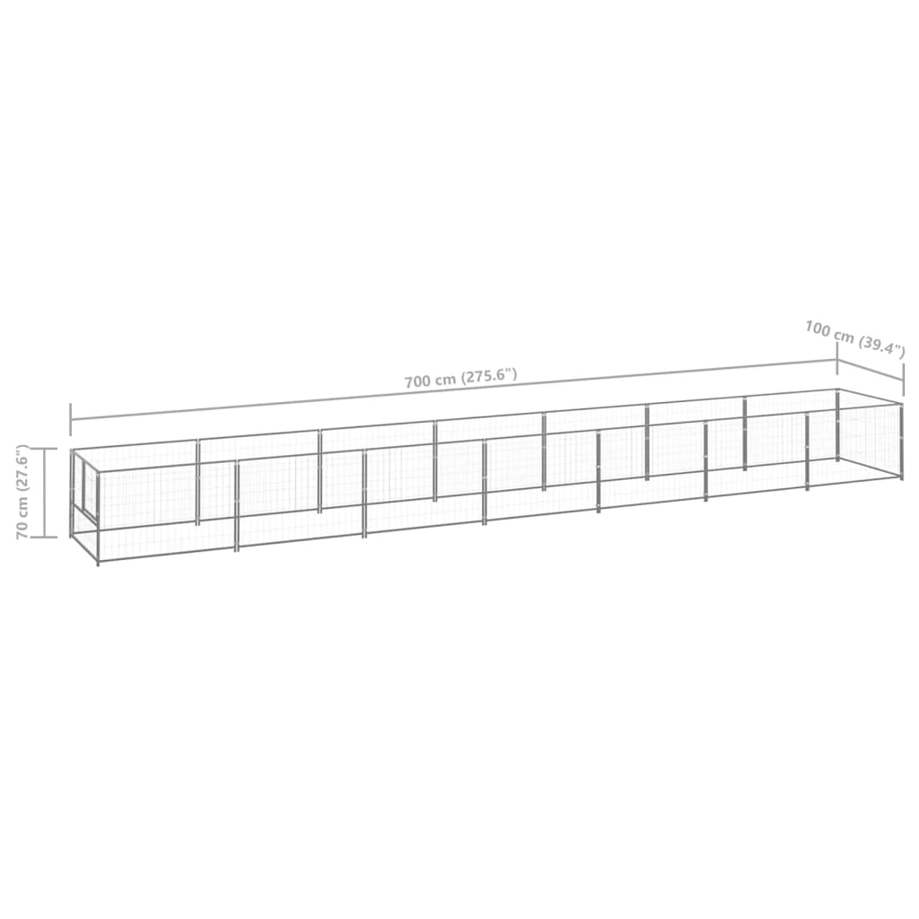 Psí kotec stříbrný 7 m² ocel