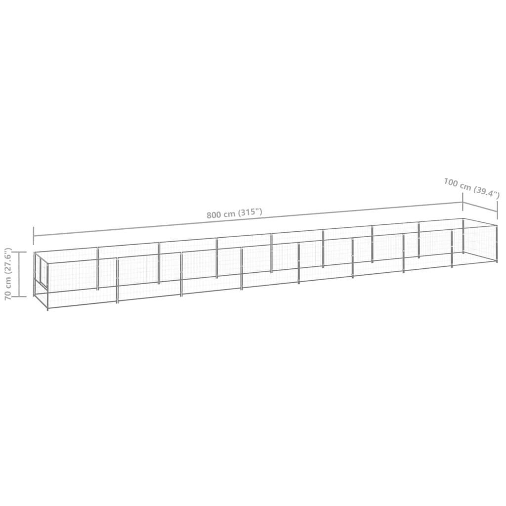 Psí kotec stříbrný 8 m² ocel