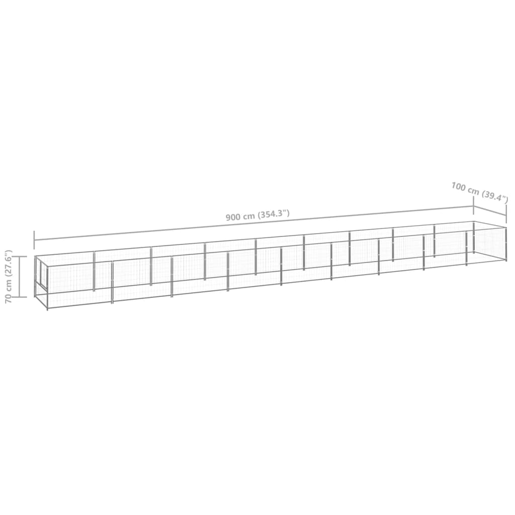 Psí kotec stříbrný 9 m² ocel