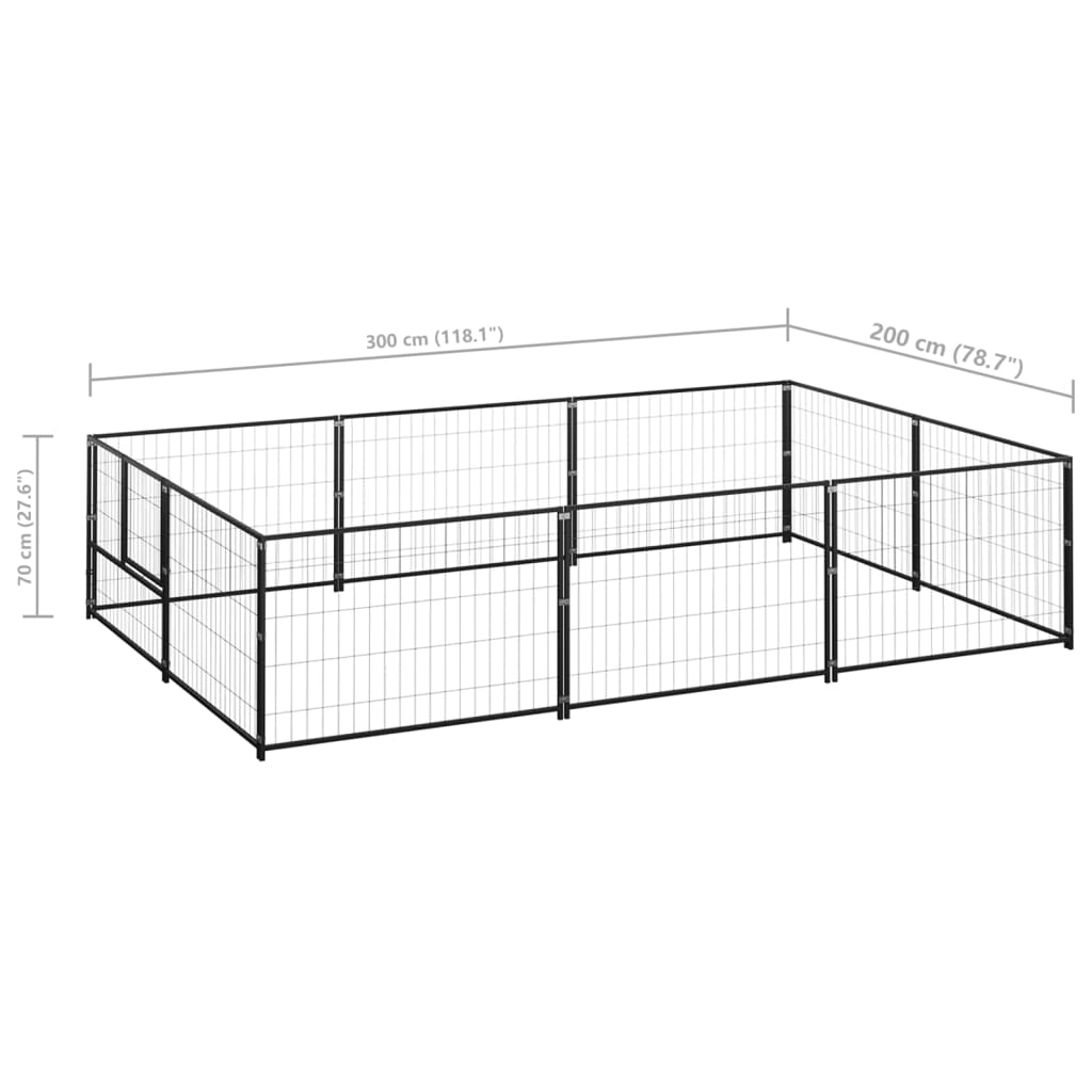 Psí kotec černý 6 m² ocel