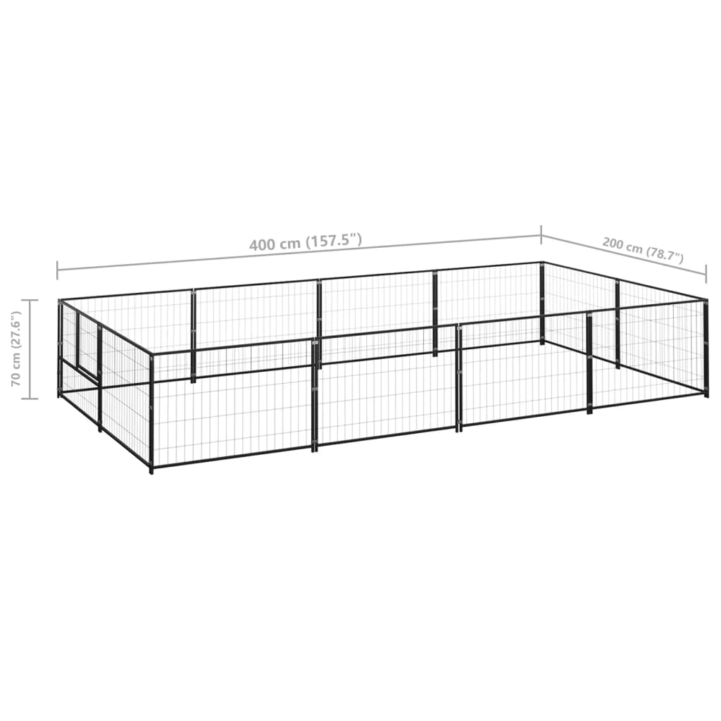 Psí kotec černý 8 m² ocel