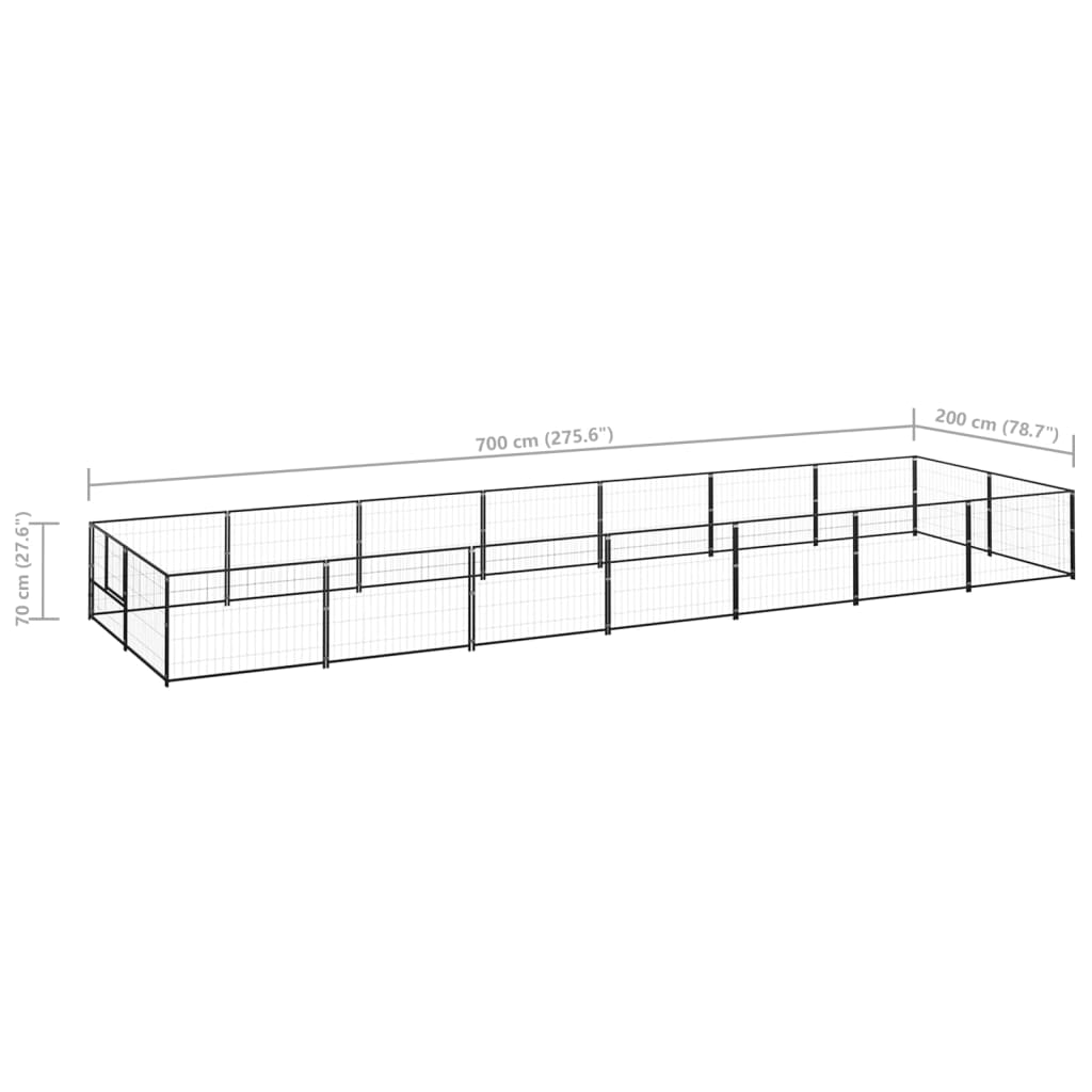 Psí kotec černý 14 m² ocel