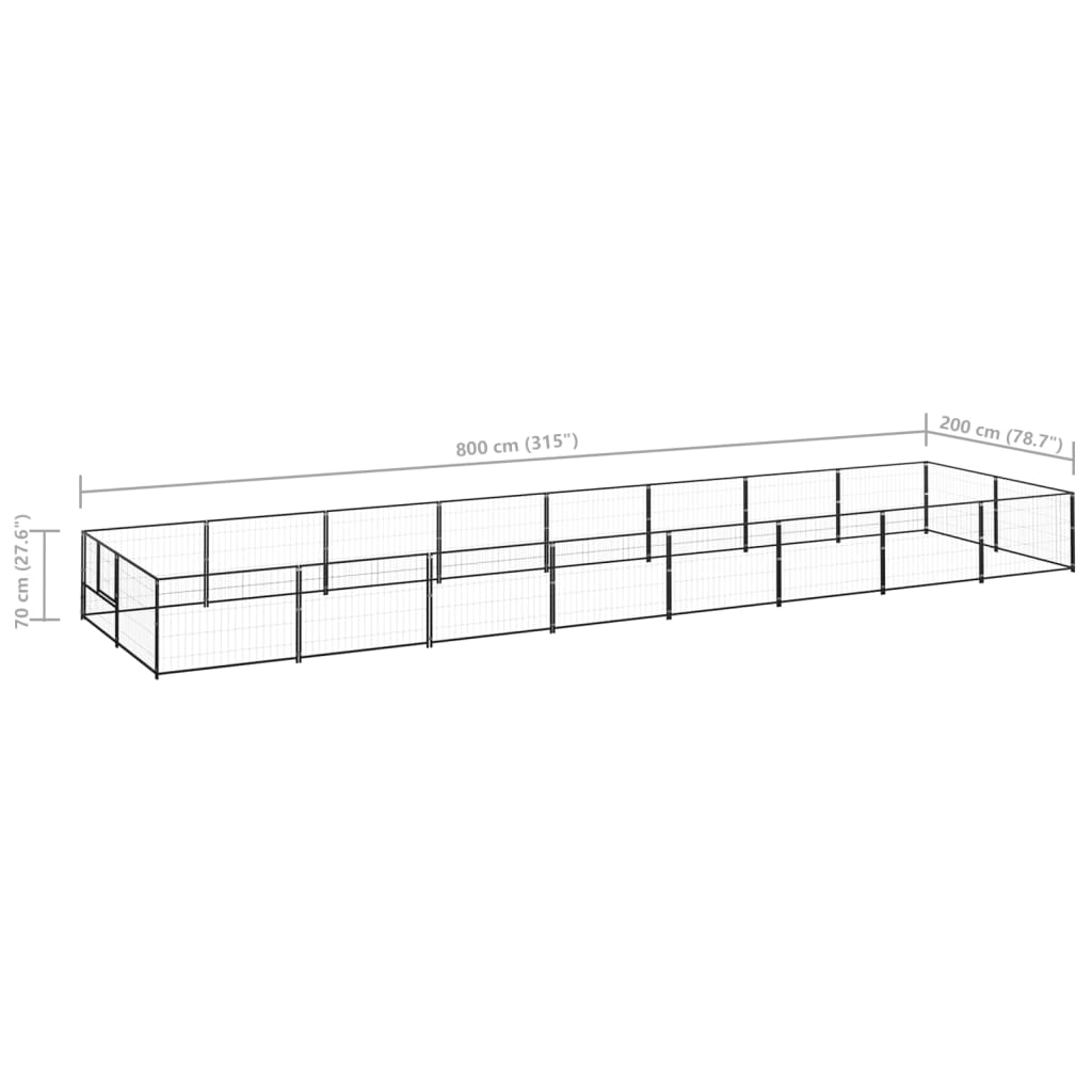 Psí kotec černý 16 m² ocel