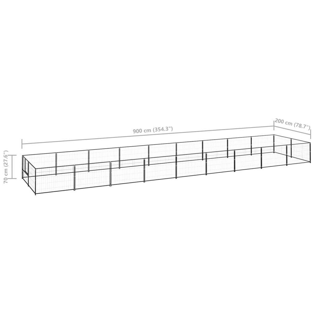 Psí kotec černý 18 m² ocel