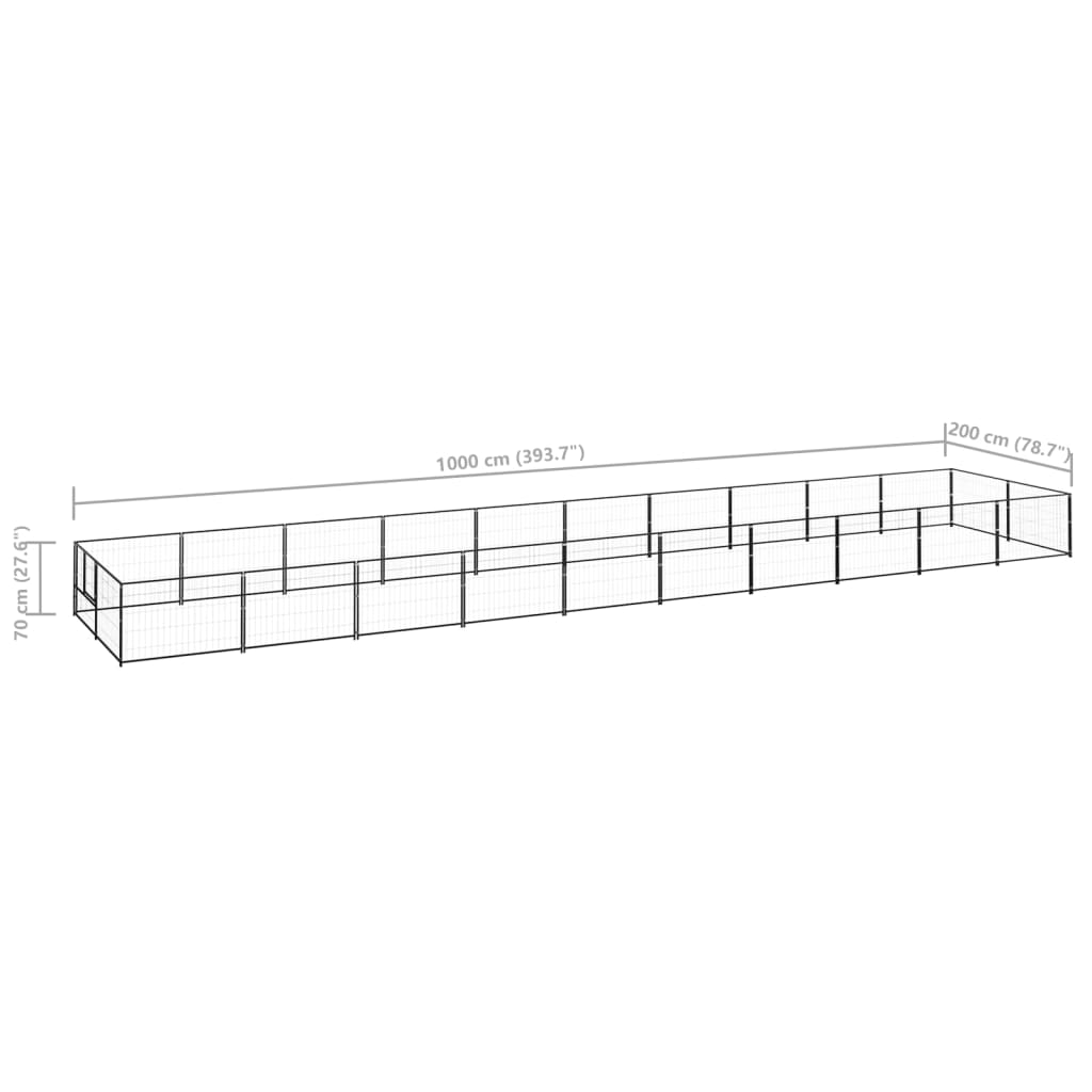 Psí kotec černý 20 m² ocel