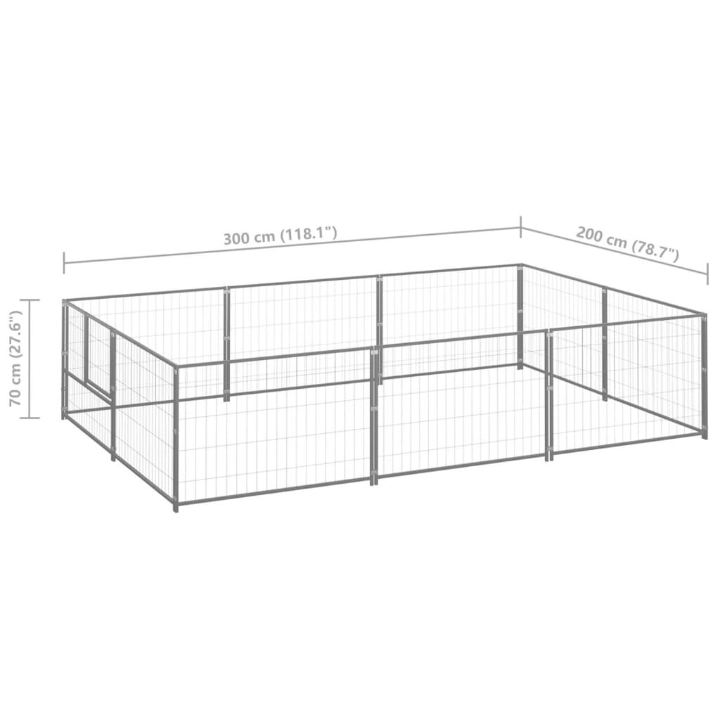 Psí kotec stříbrný 6 m² ocel