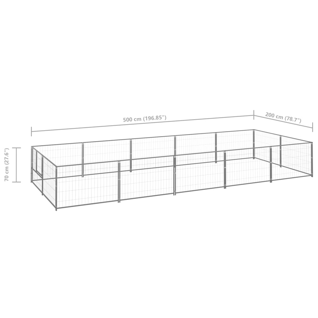 Psí kotec stříbrný 10 m² ocel