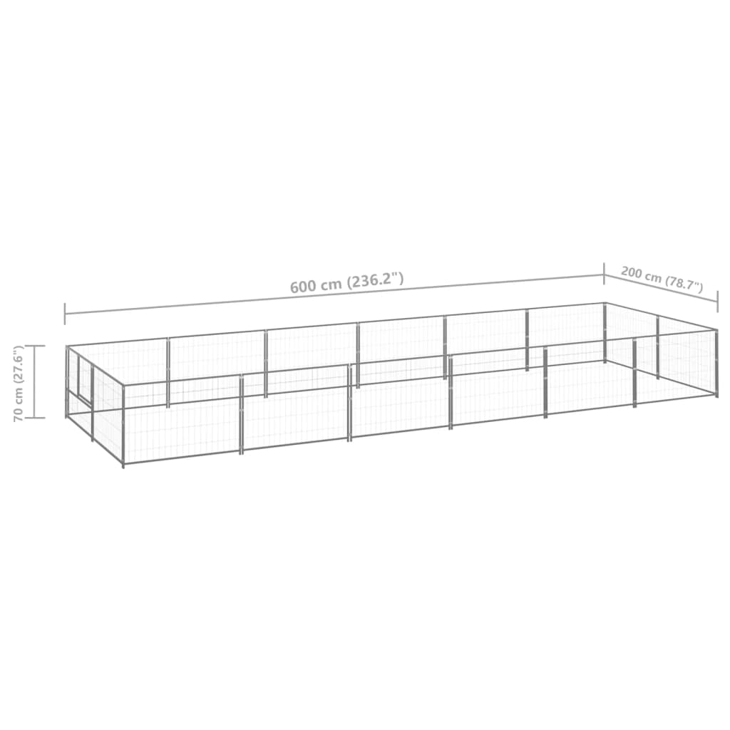 Psí kotec stříbrný 12 m² ocel