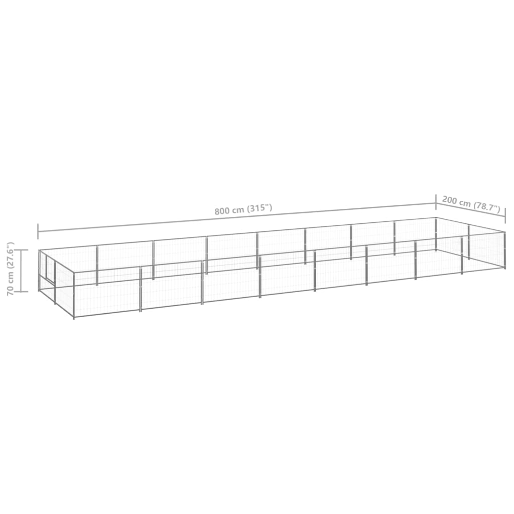 Psí kotec stříbrný 16 m² ocel