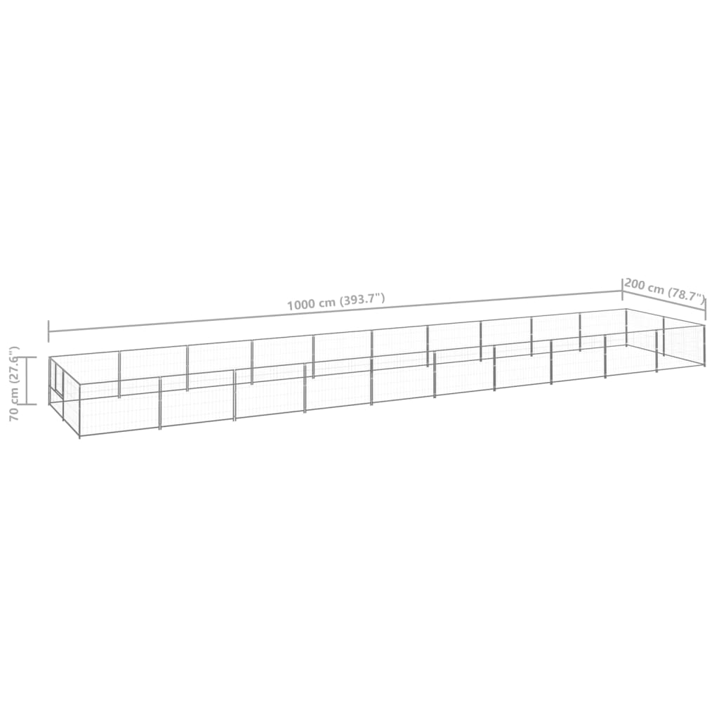 Psí kotec stříbrný 20 m² ocel
