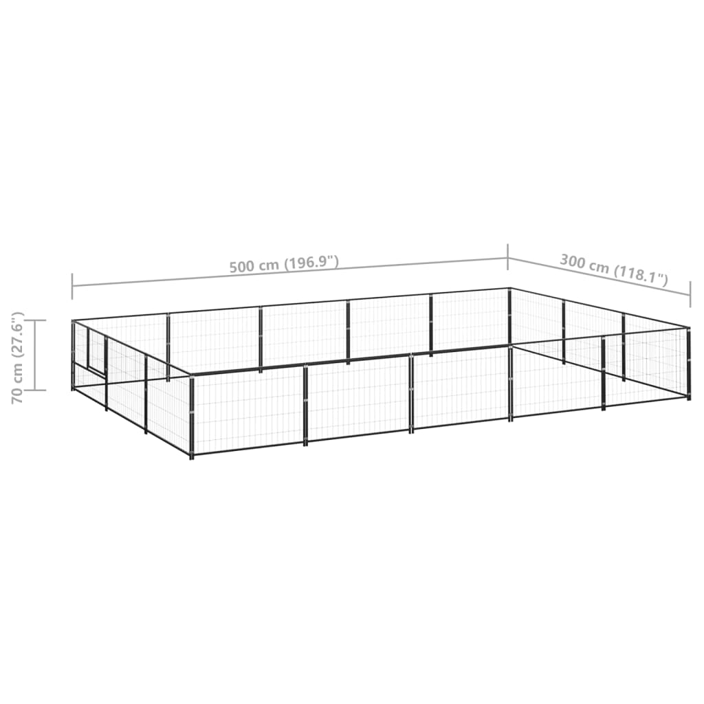 Psí kotec černý 15 m² ocel