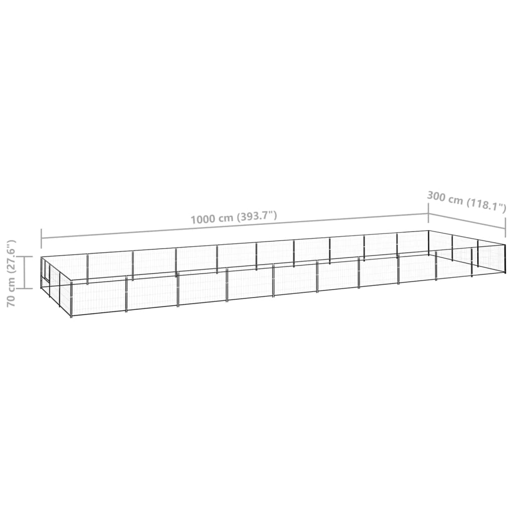 Psí kotec černý 30 m² ocel