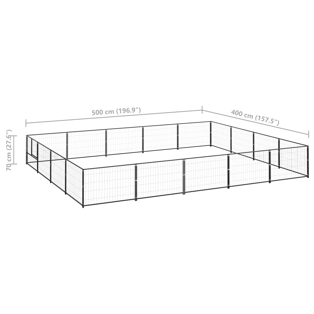 Psí kotec černý 20 m² ocel