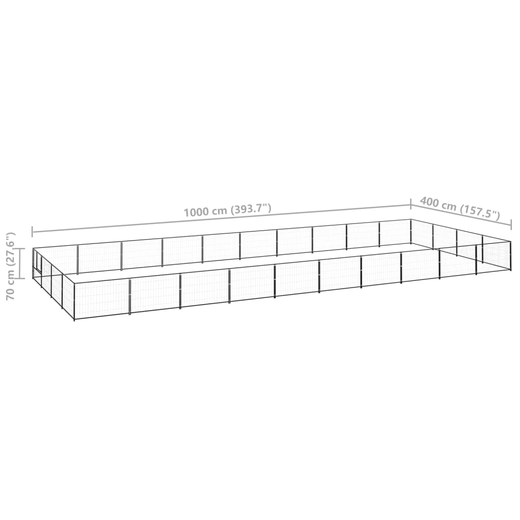 Psí kotec černý 40 m² ocel