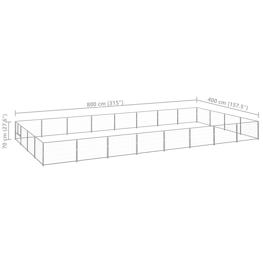 Psí kotec stříbrný 32 m² ocel