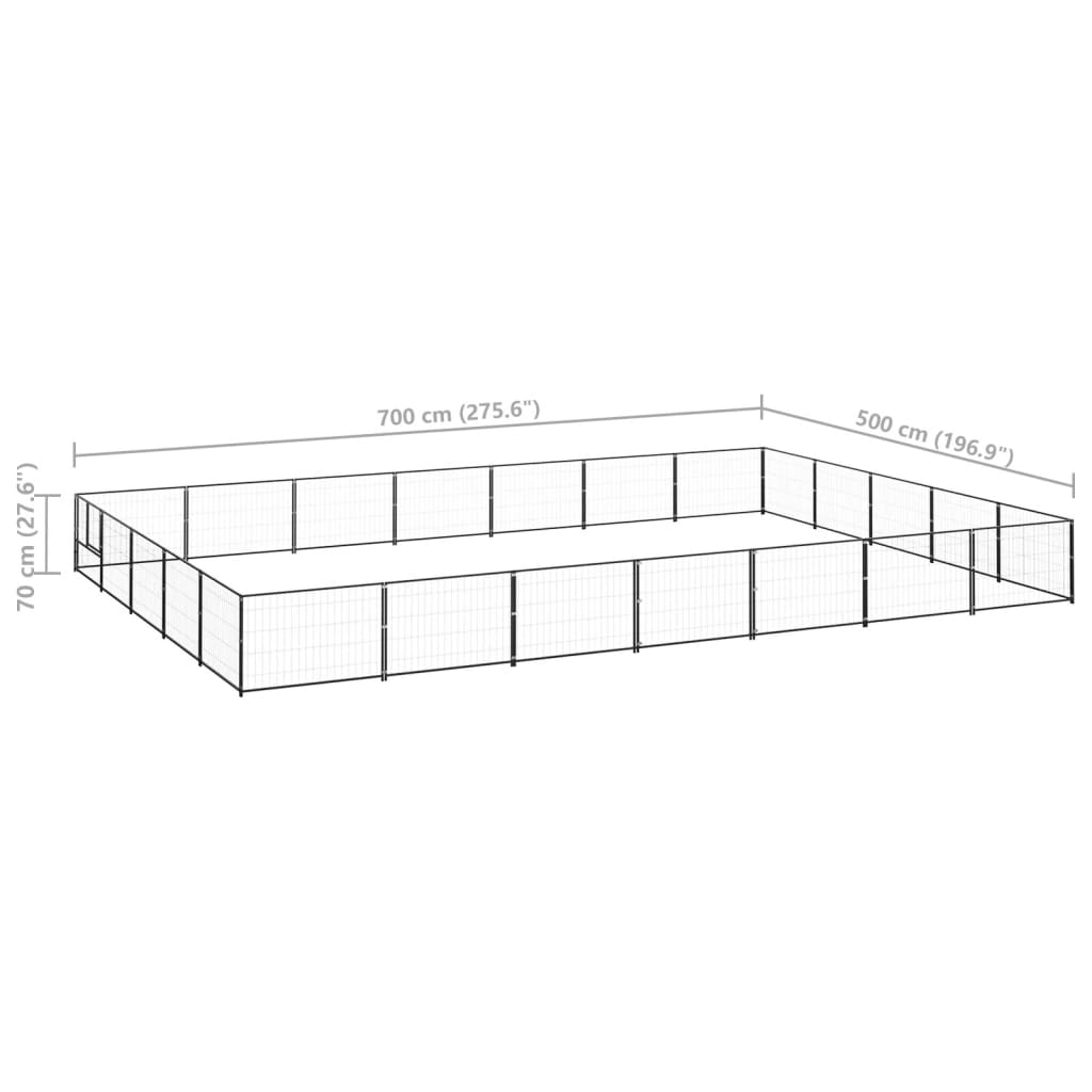 Psí kotec černý 35 m² ocel
